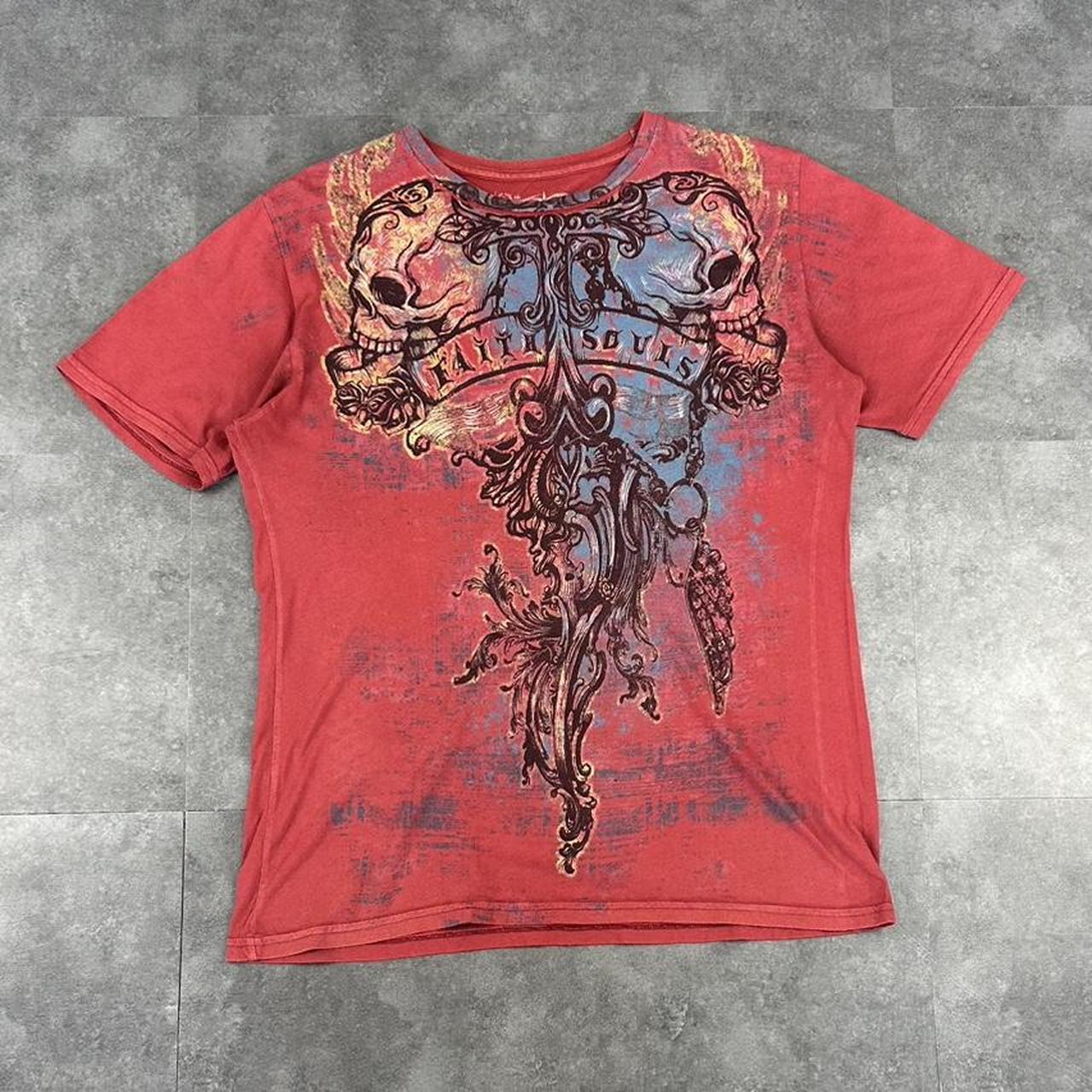 Anthem of Rock T 2000s Y2K logo Fire Skulls print Grunge design