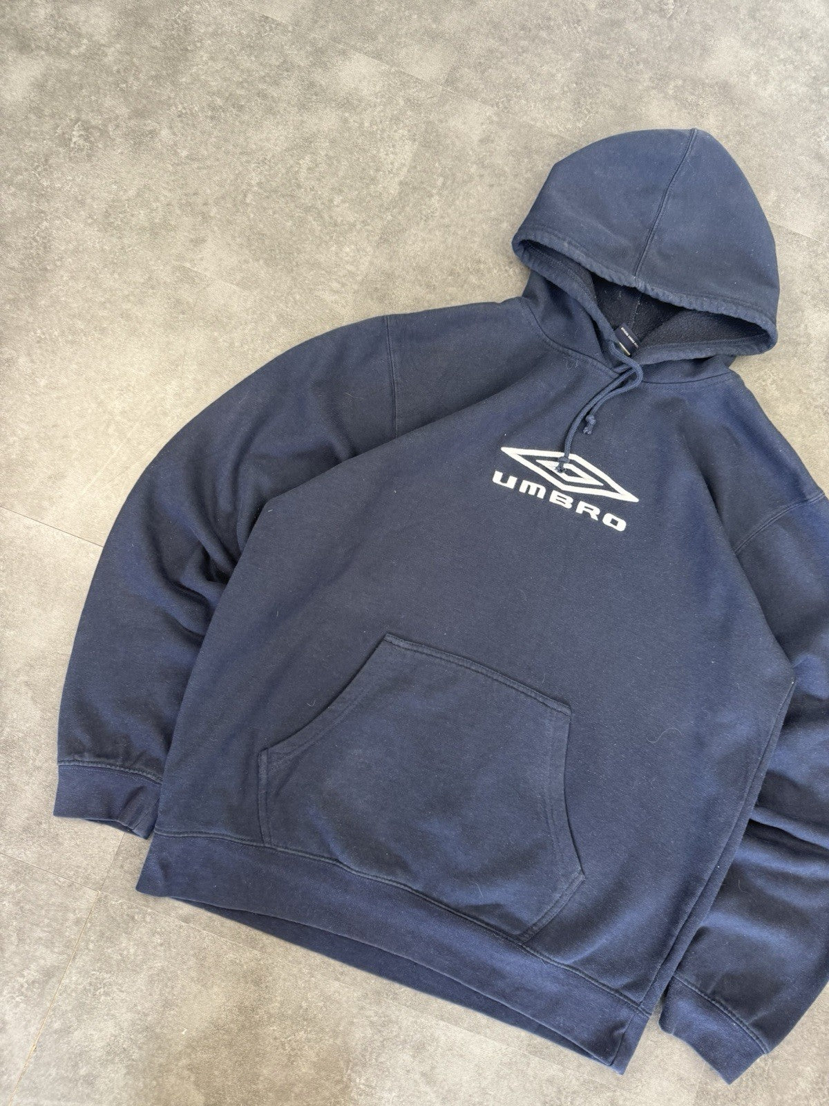 Umbro 2000s hoodie Vintage Navy Embroidered Logo Cotton Y2k 90s Mens L