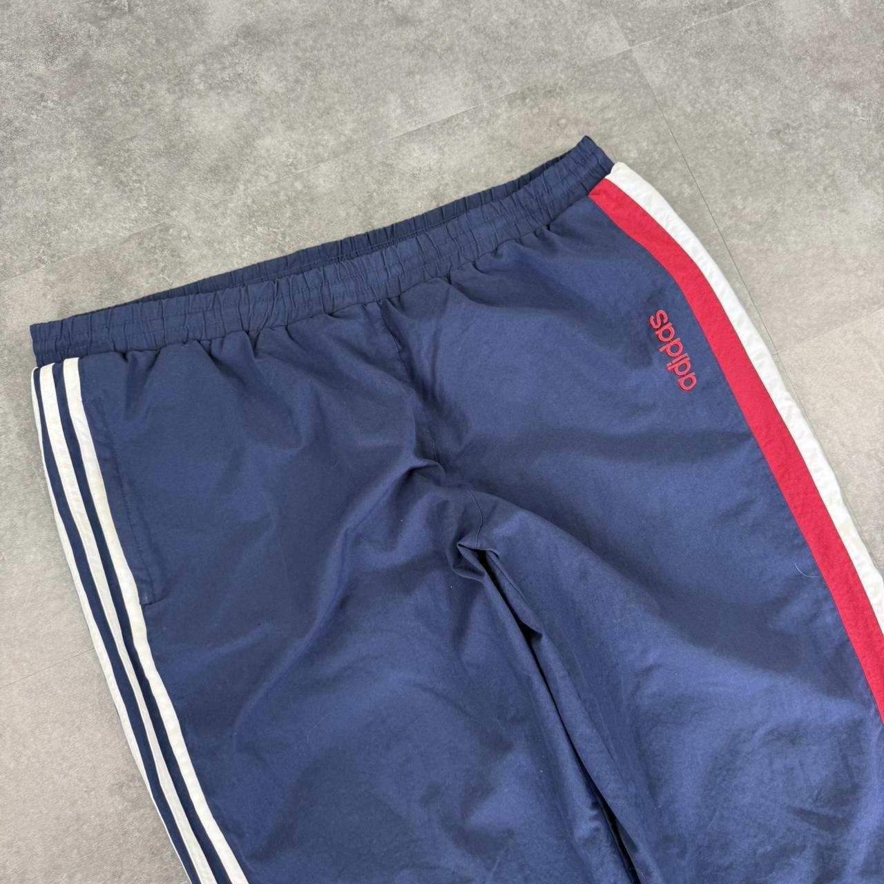 Adidas blue and red 2000s baggy vintage sportswear adjustable track pants