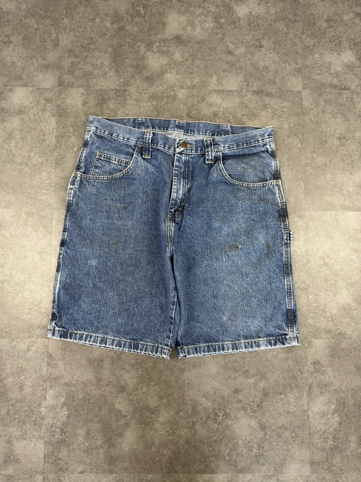 Wrangler Dungaree Vintage Baggy Carpenter 90s Y2K Denim Jorts Shorts Workwear 36