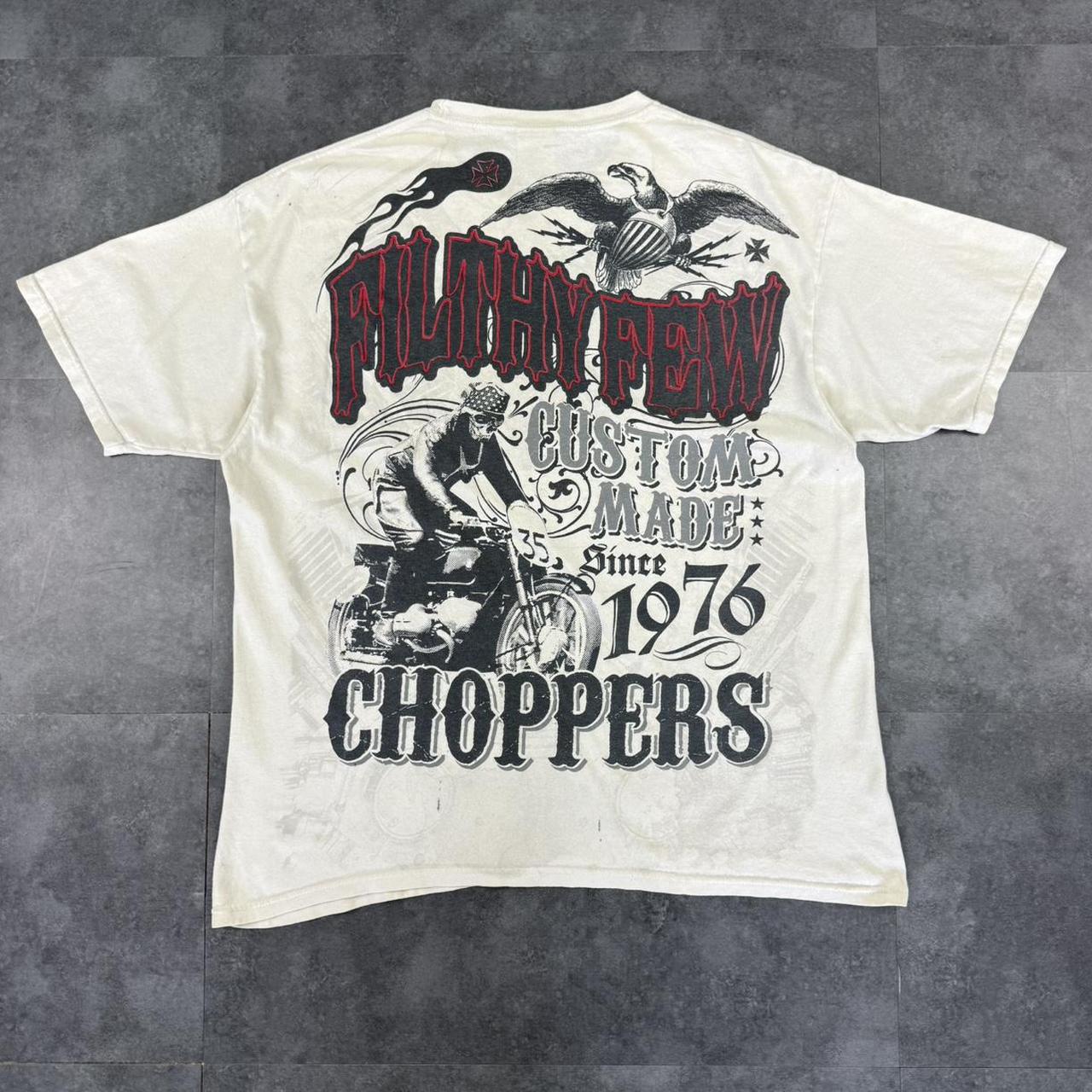 Filth Few Choppers 2000s biker grunge logo Print Logo graphic T shirt