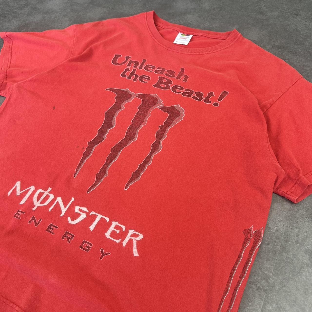 Fruit of The Loom x Monster Energy T 2000s Print Logo design graphic T shirt