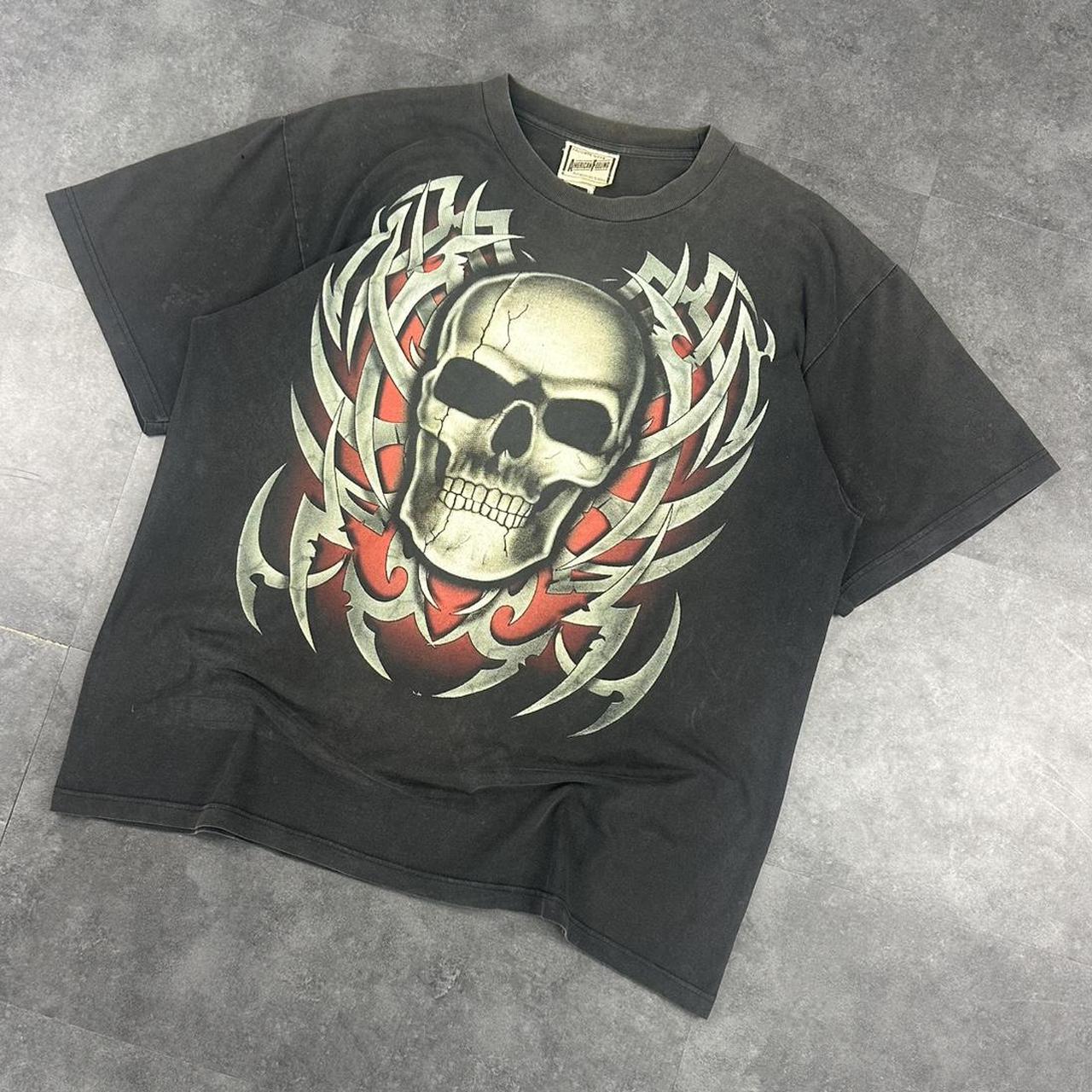 American Feeling 2000s Print graphic Tribal Skull logo T shirt