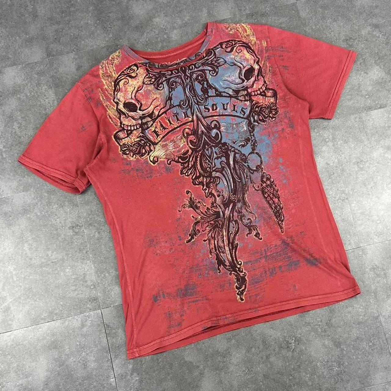 Anthem of Rock T 2000s Y2K logo Fire Skulls print Grunge design