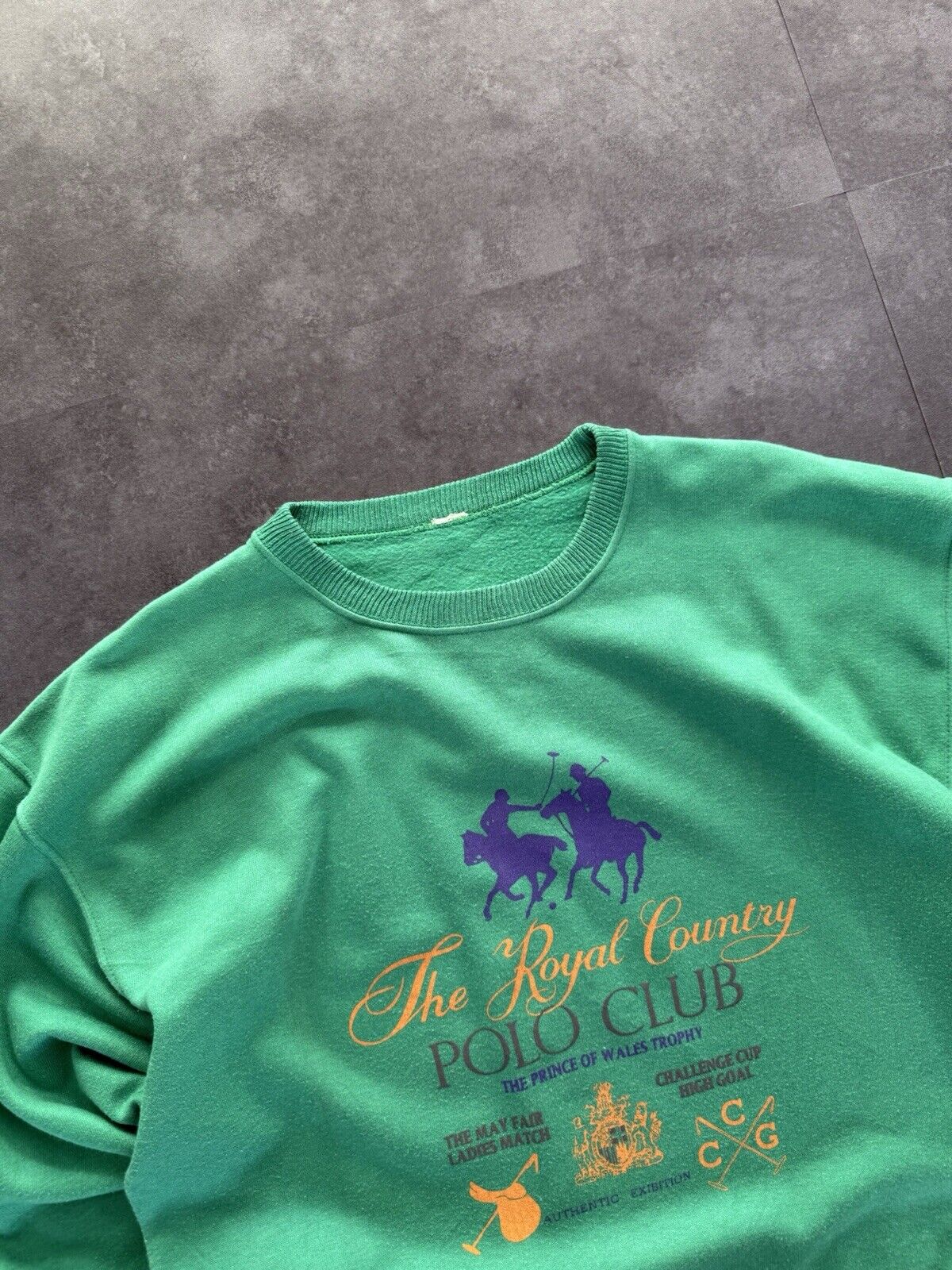 Vintage 90s Y2K The Royal Country Polo Club Spell Out print Sweatshirt Size S