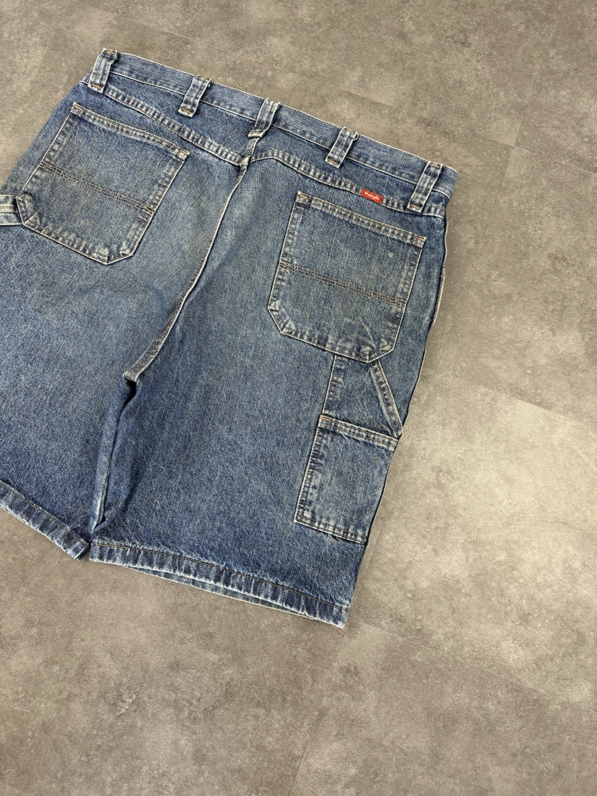 Wrangler Dungaree Vintage Baggy Carpenter 90s Y2K Denim Jorts Shorts Workwear 36