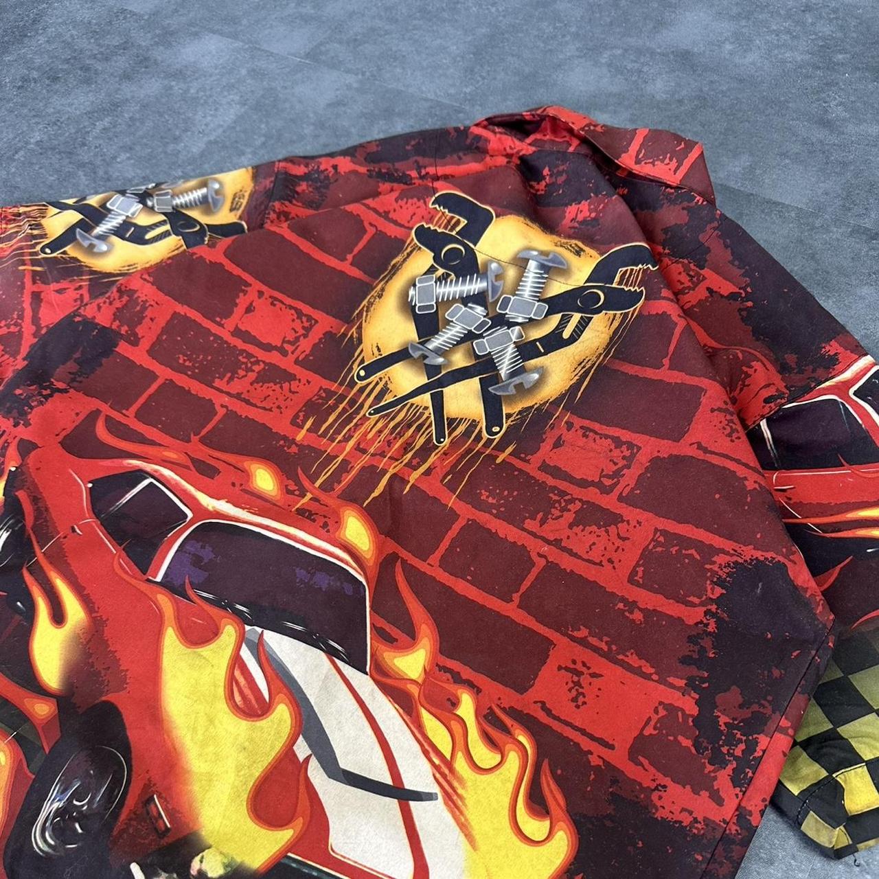 No Boundaries 2000s vintage 90s Y2K lightweight Summer racing button down bowling Shirt