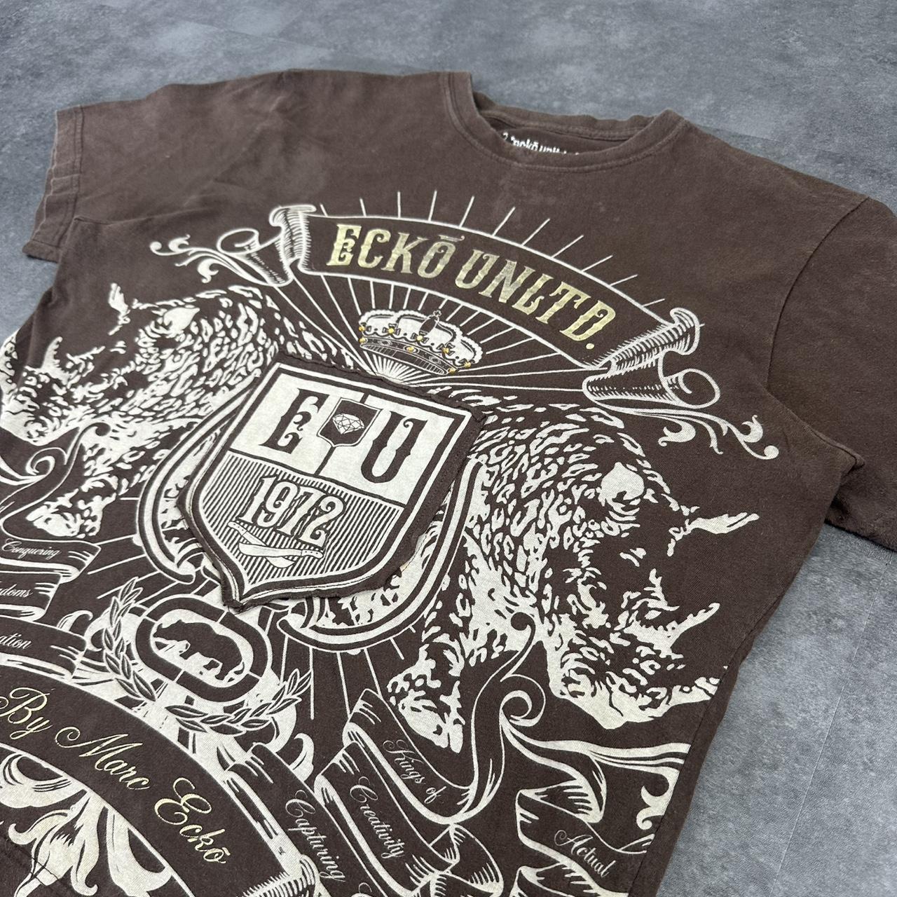 Ecko Unltd 90s Y2K Embroidered crest print graphic logo shirt