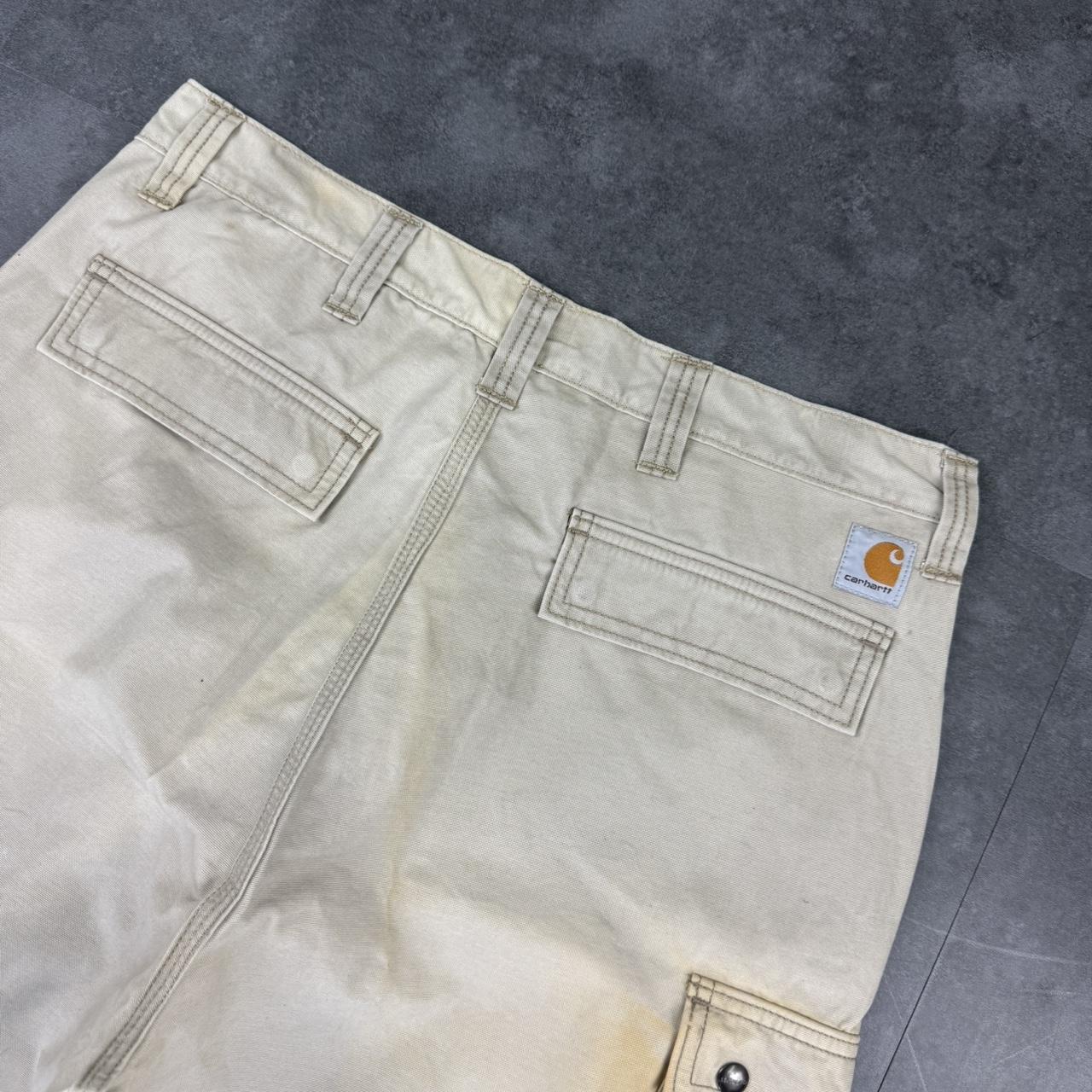 Carhartt 2000s carpenter Bermuda check dungaree workwear comfort fit cargo shorts