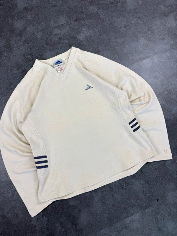 Adidas 90s Embroidered Sweatshirt Mini Logo retro y2k sportswear Cream