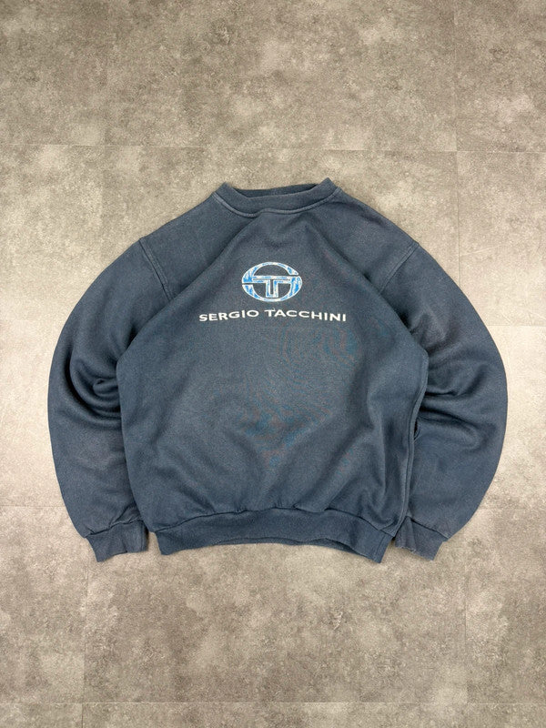 Sergio Tacchini Vintage 90s Spellout Sweatshirt Y2k Embroidered Logo