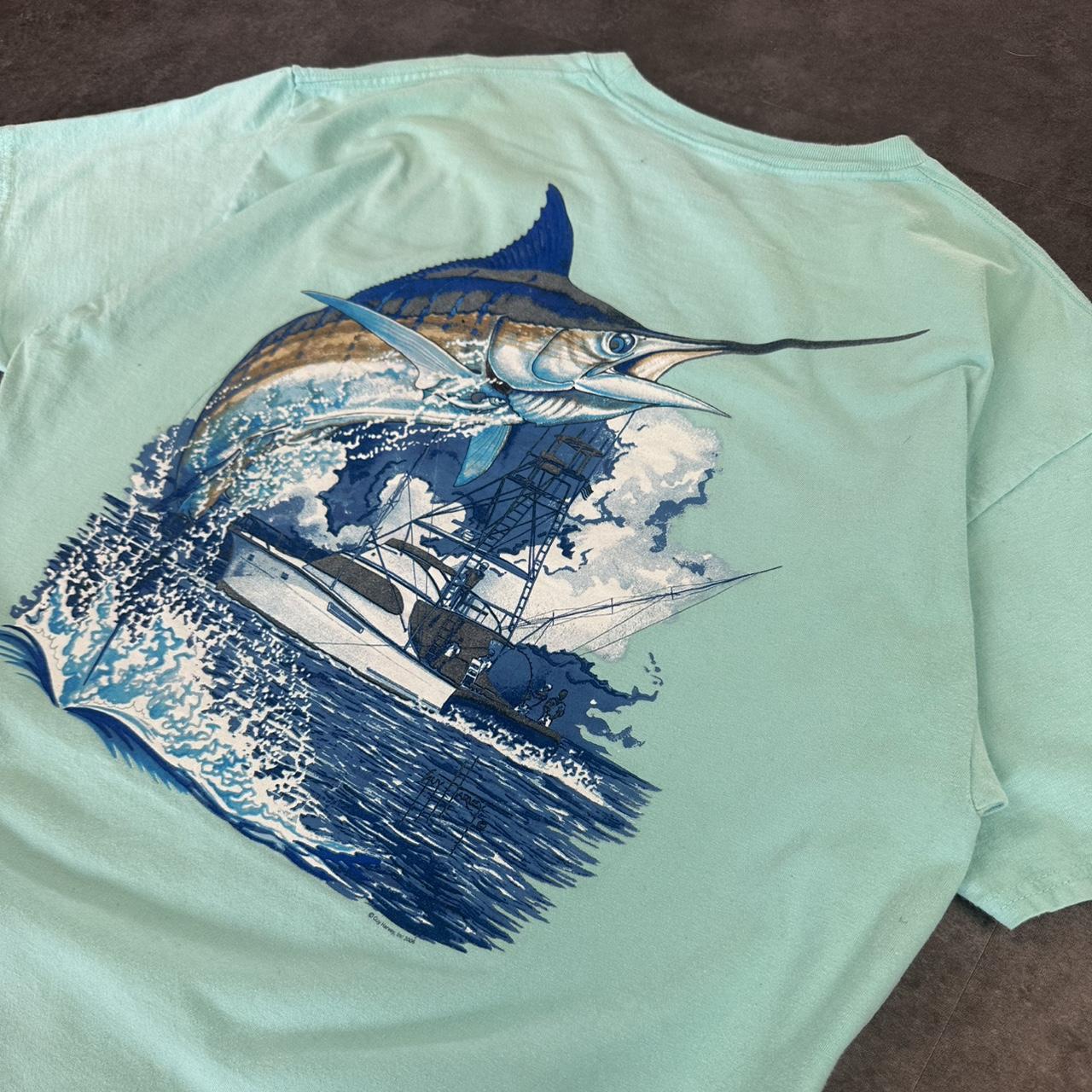 Guy Harvey T 2000s Print Logo Fishing swordfish design graphic T shirt