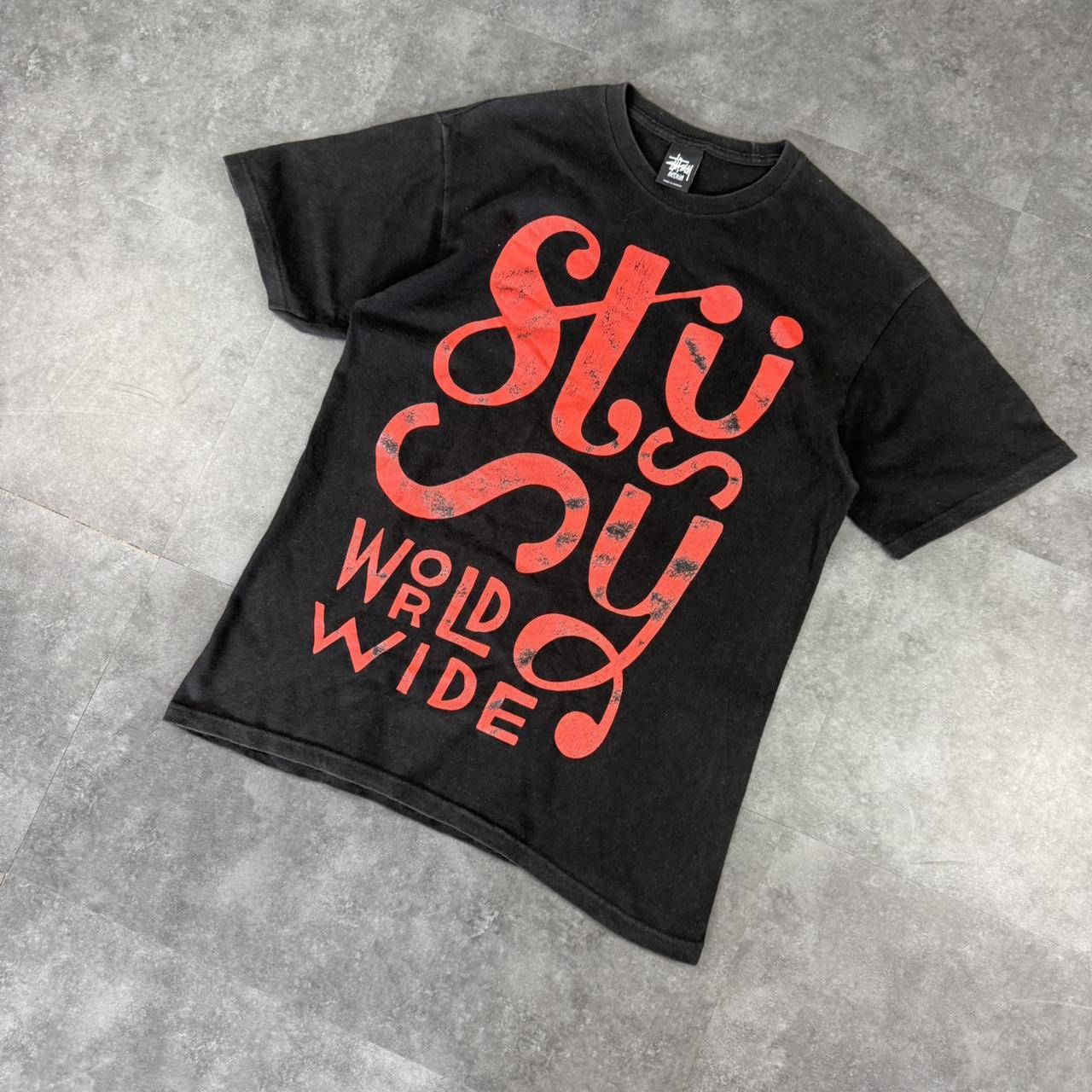 Stussy 2000s graphic print logo spellout T shirt