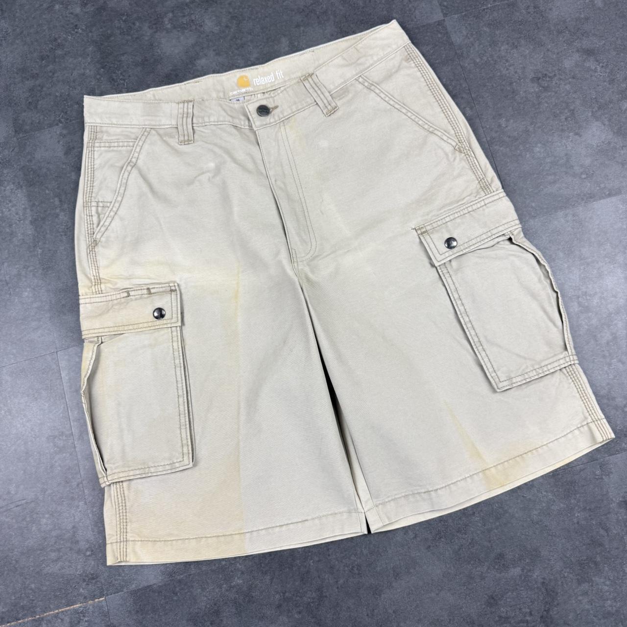 Carhartt 2000s carpenter Bermuda check dungaree workwear comfort fit cargo shorts