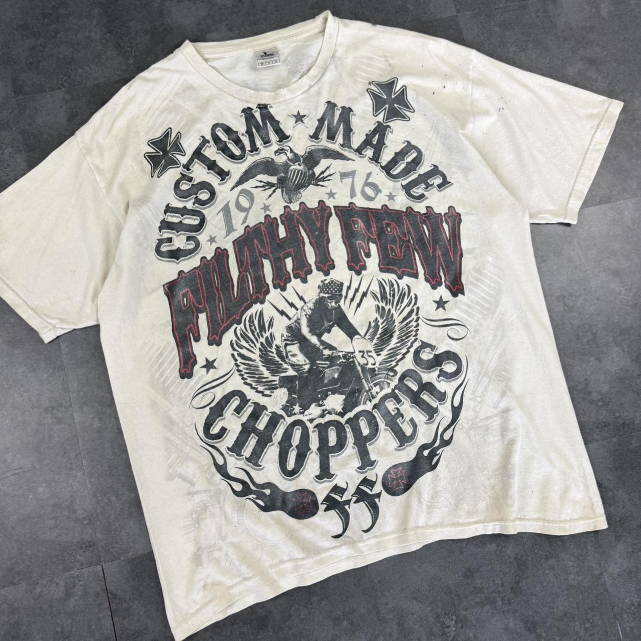 Filth Few Choppers 2000s biker grunge logo Print Logo graphic T shirt