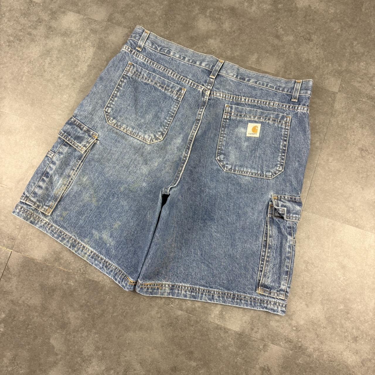 Carhartt 2000s dungaree workwear comfort fit denim shorts jorts