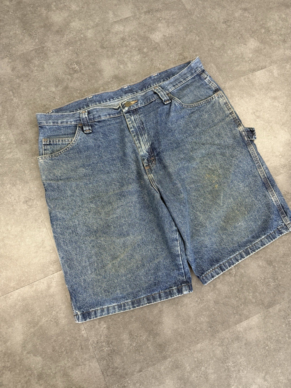 Wrangler Dungaree Vintage Baggy Carpenter 90s Y2K Denim Jorts Shorts Workwear 36