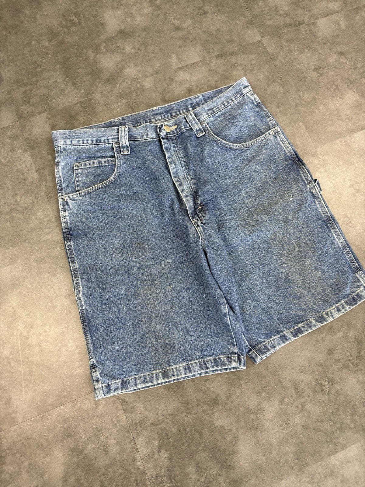 Wrangler Dungaree Vintage Baggy Carpenter 90s Y2K Denim Jorts Shorts Workwear 36