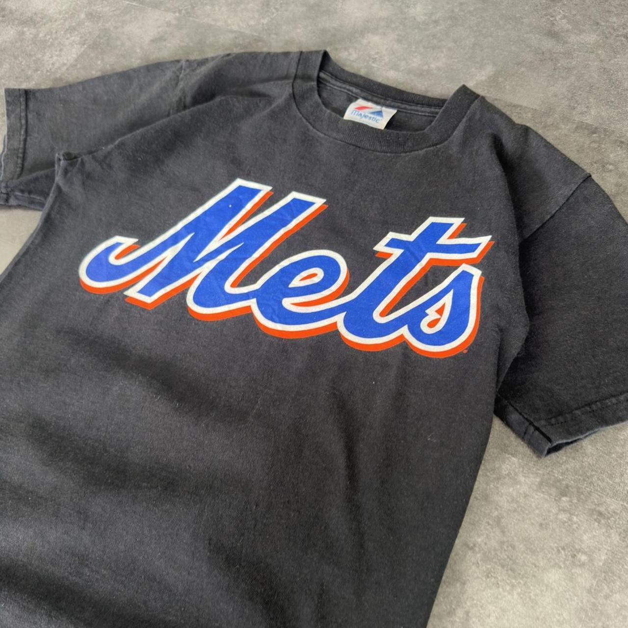 Majestic T 2000s Y2K logo Mets Team print design