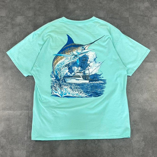 Guy Harvey T 2000s Print Logo Fishing swordfish design graphic T shirt