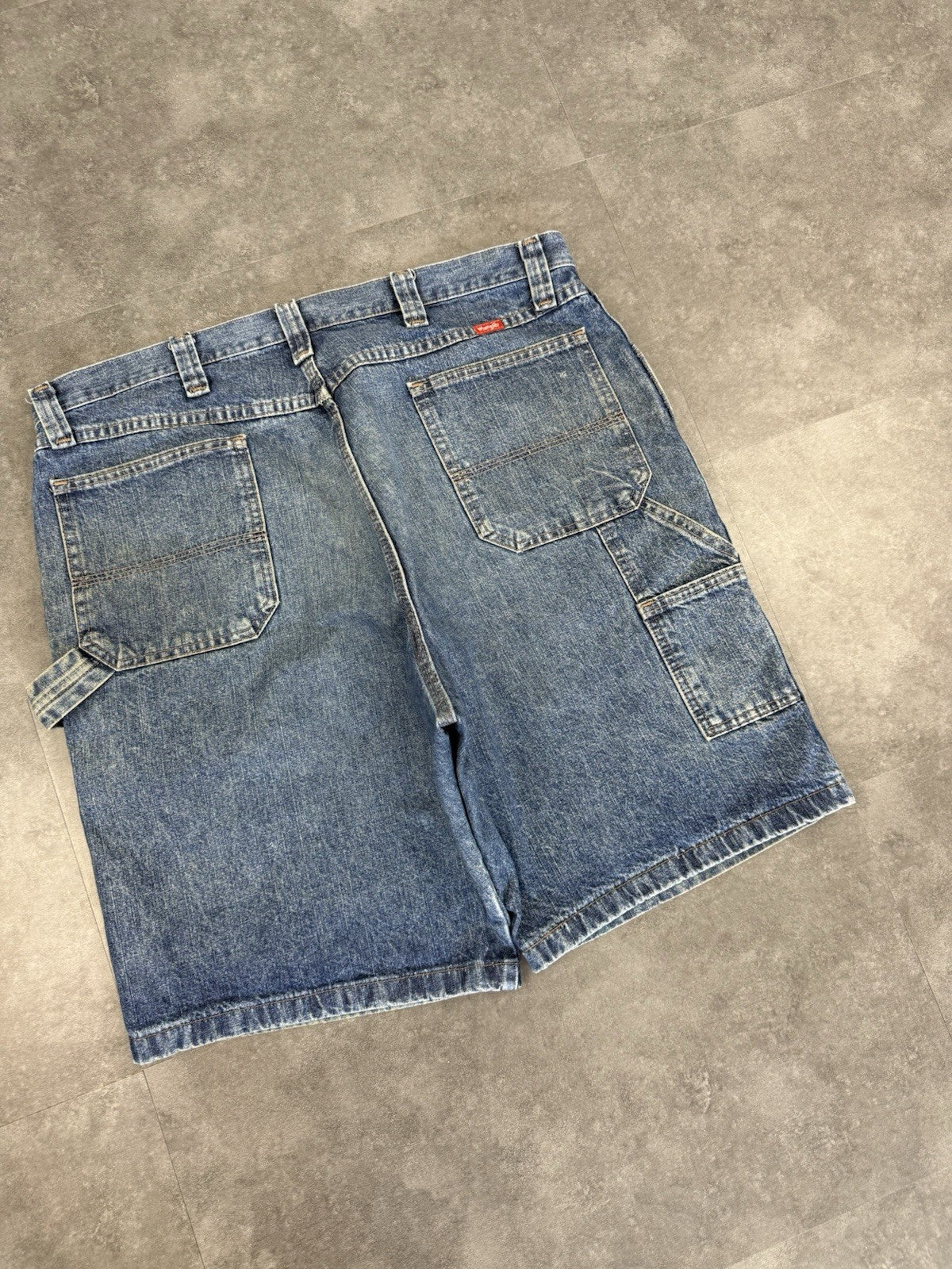 Wrangler Dungaree Vintage Baggy Carpenter 90s Y2K Denim Jorts Shorts Workwear 36