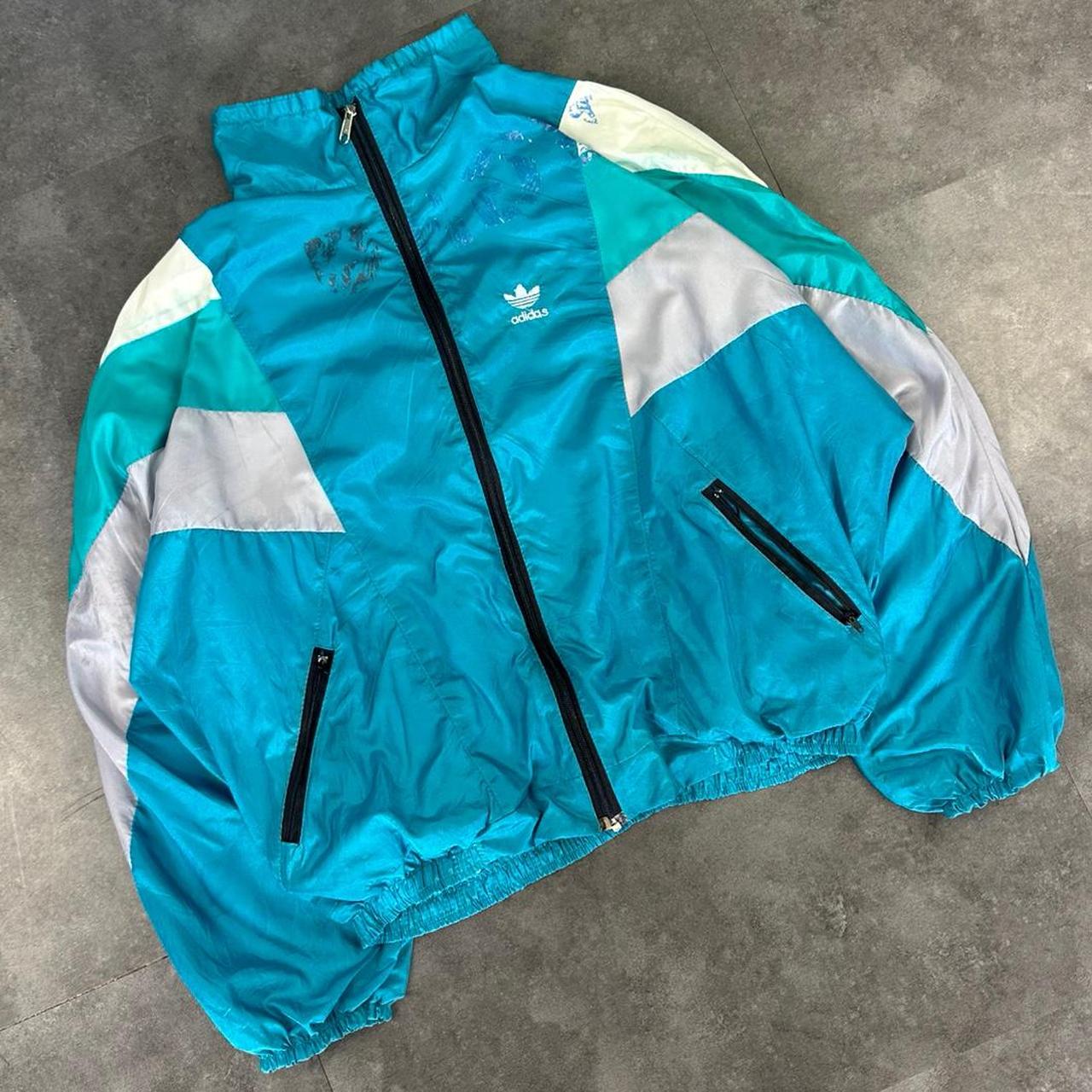 Adidas Vintage 90s button up waterproof cropped Jacket / windbreaker