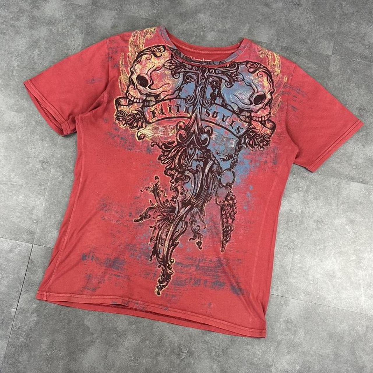 Anthem of Rock T 2000s Y2K logo Fire Skulls print Grunge design