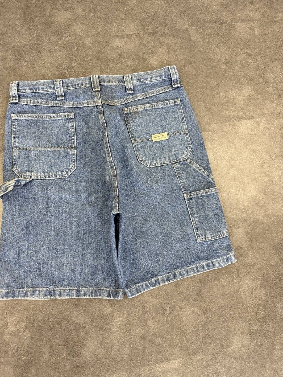 Wrangler Dungaree Vintage Baggy Carpenter 90s Y2K Denim Jorts Shorts Workwear 36