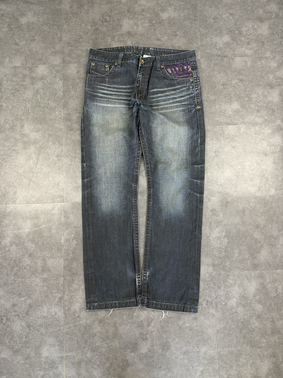 Two Angle 2000s Hip Hop Grunge Baggy Jeans 90s Y2K Vintage Skate Jeans 34W 33L