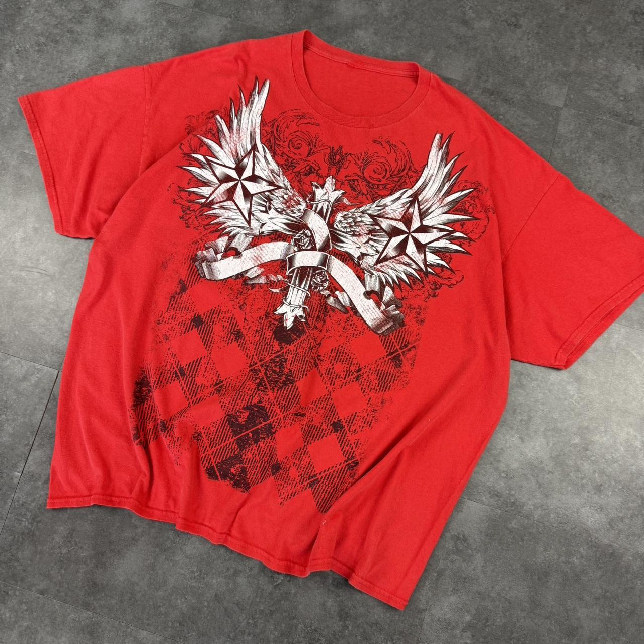 Affliction style 2000s grunge gothic Print Logo graphic T shirt