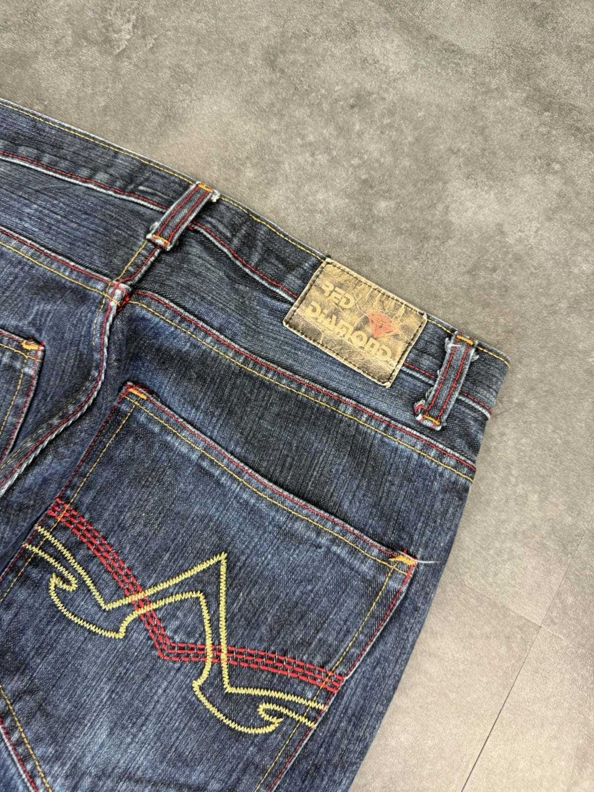 Red Diamond 2000s Hip Hop Grunge Baggy Jeans 90s Y2K Vintage Skate Jeans 36W 32L