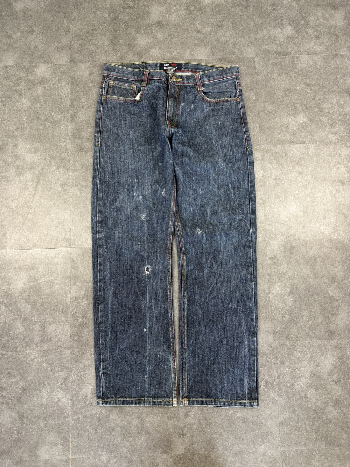Red Diamond 2000s Hip Hop Grunge Baggy Jeans 90s Y2K Vintage Skate Jeans 36W 32L