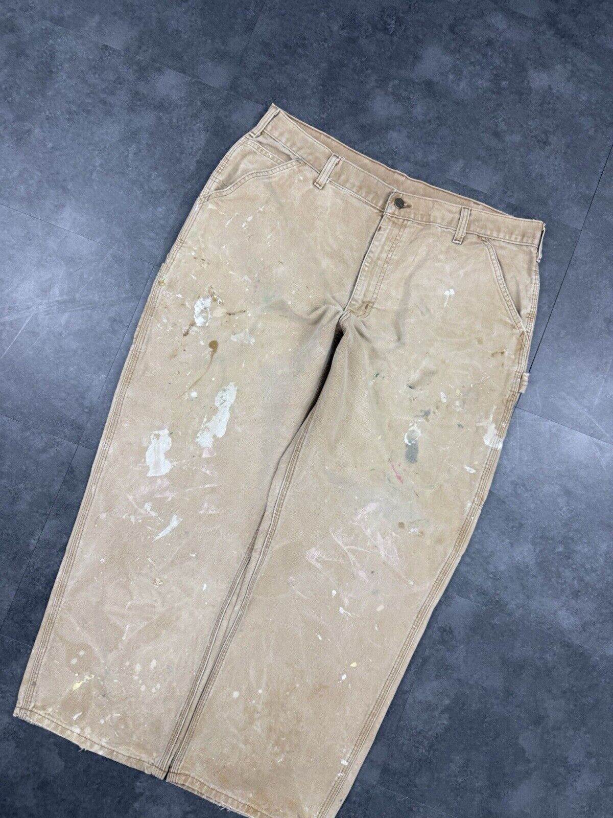 Vintage Carhartt Tan Brown Heavy Carpenter Baggy Trousers 38x30