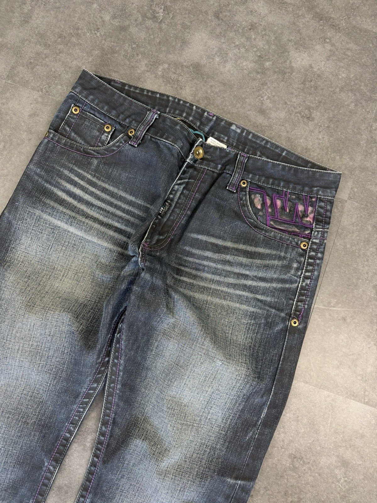 Two Angle 2000s Hip Hop Grunge Baggy Jeans 90s Y2K Vintage Skate Jeans 34W 33L