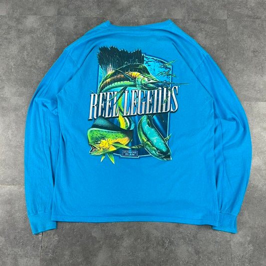 Reel legends 90s printed fishing graphic logo T shirt