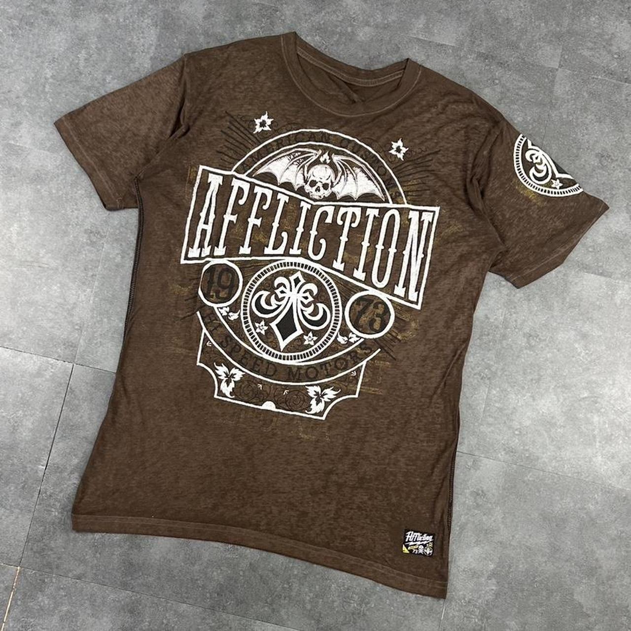 Affliction T 2000s Print Hi Speed Motors Tribal logo graphic T shirt