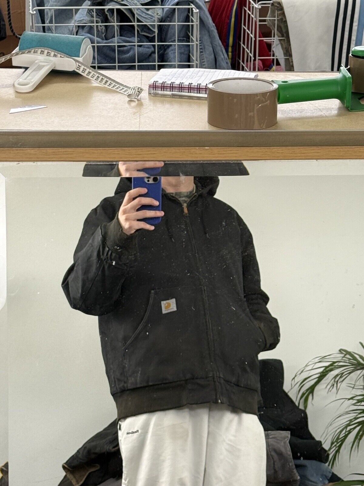 Men's Vintage Carhartt Activewear Padded Hoodie Outwear Jacket Size XL (Fits L)