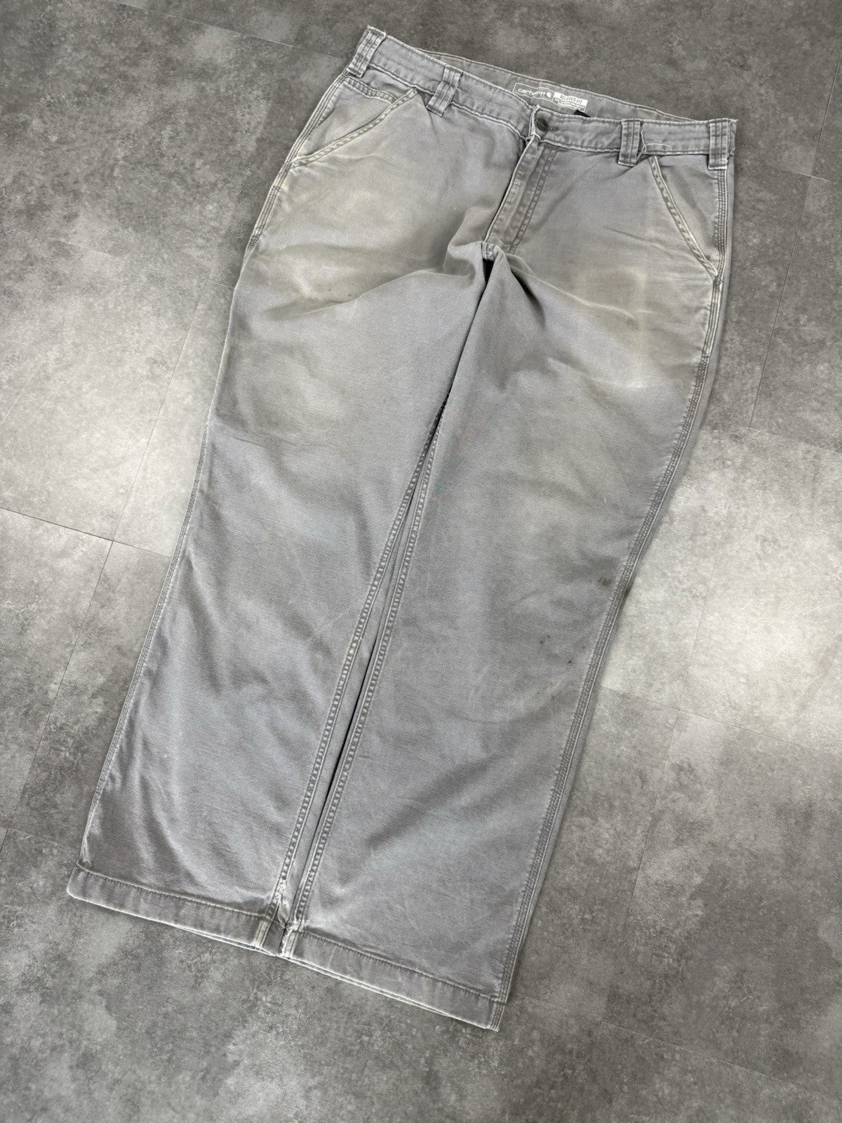 Vintage Carhartt Workwear Trousers Y2k 90s Cargo Pant Size 35w 30L Grey Mens