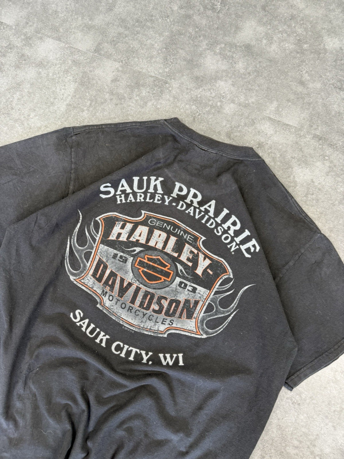 Harley Davidson Y2k Biker Grunge Spellout T-Shirt Sauk City Size XL