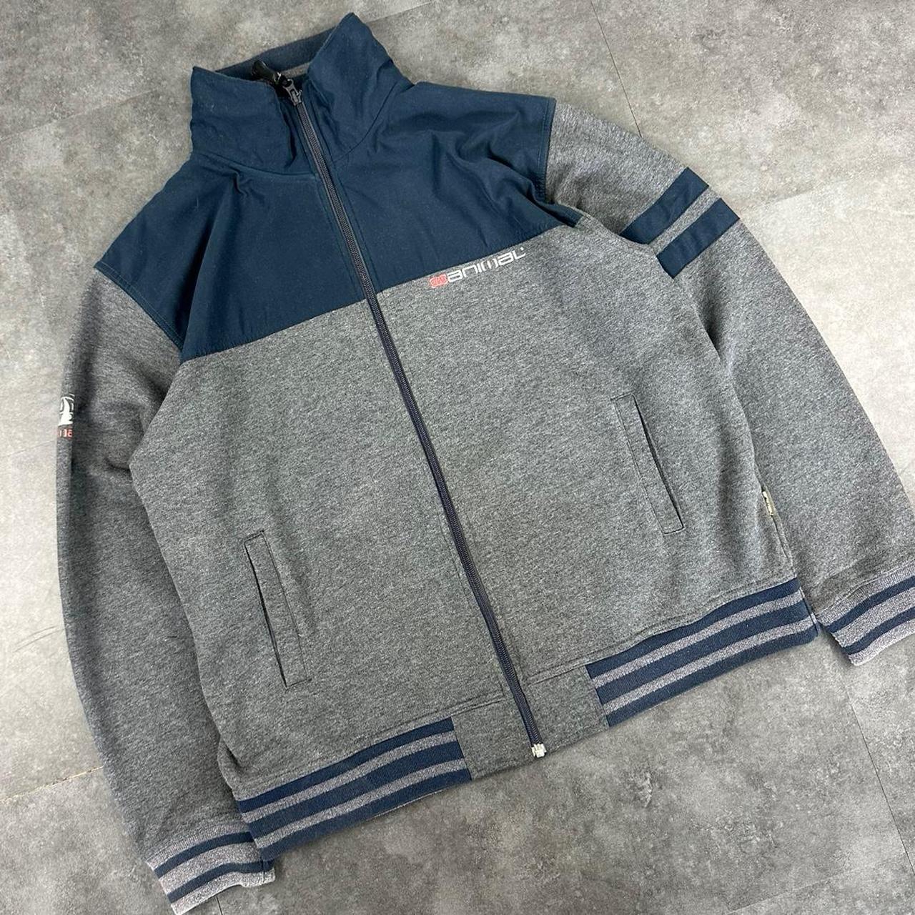 Animal 2000s vintage Spellout embroidered full zip up Sweatshirt