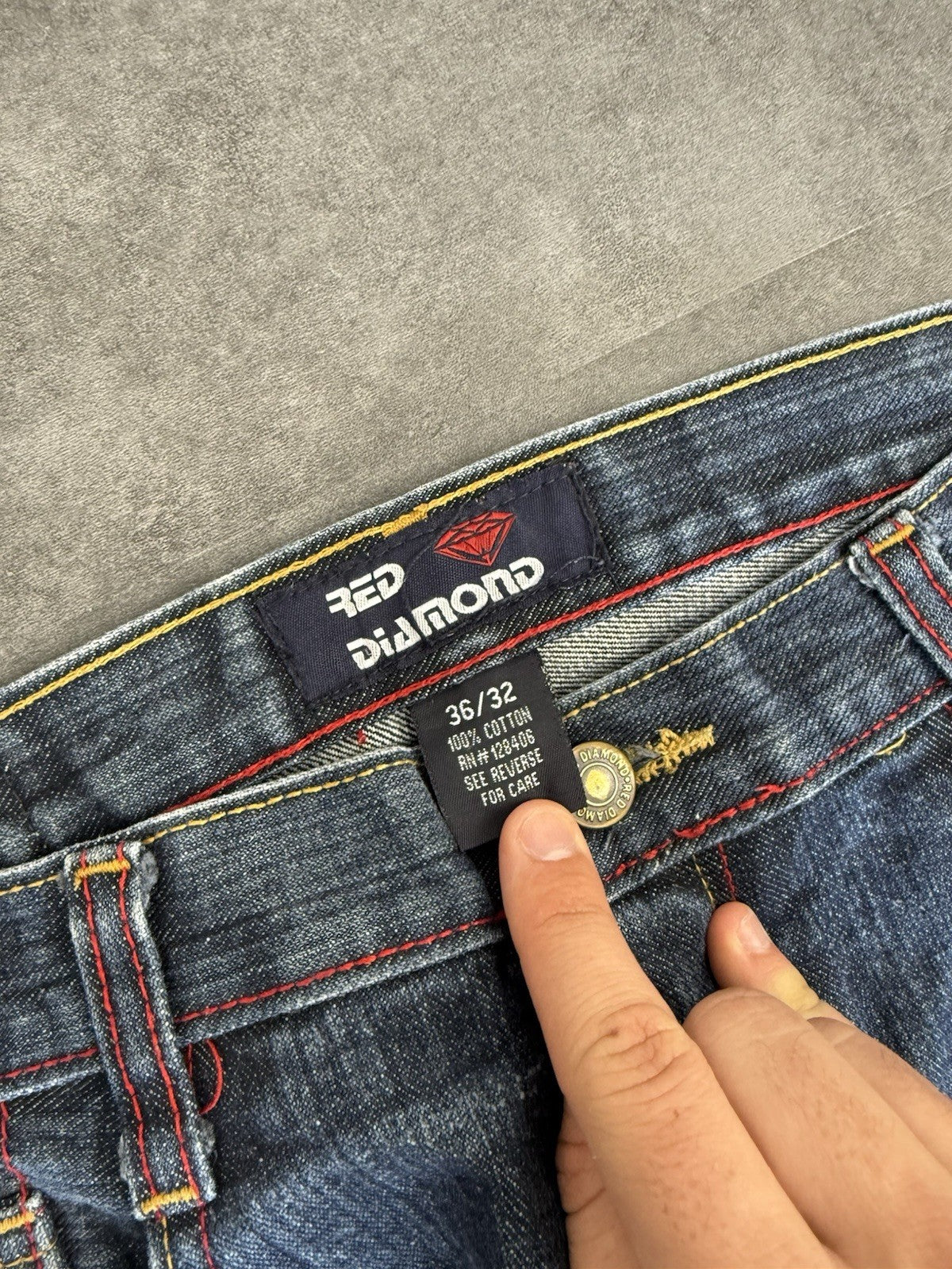 Red Diamond 2000s Hip Hop Grunge Baggy Jeans 90s Y2K Vintage Skate Jeans 36W 32L