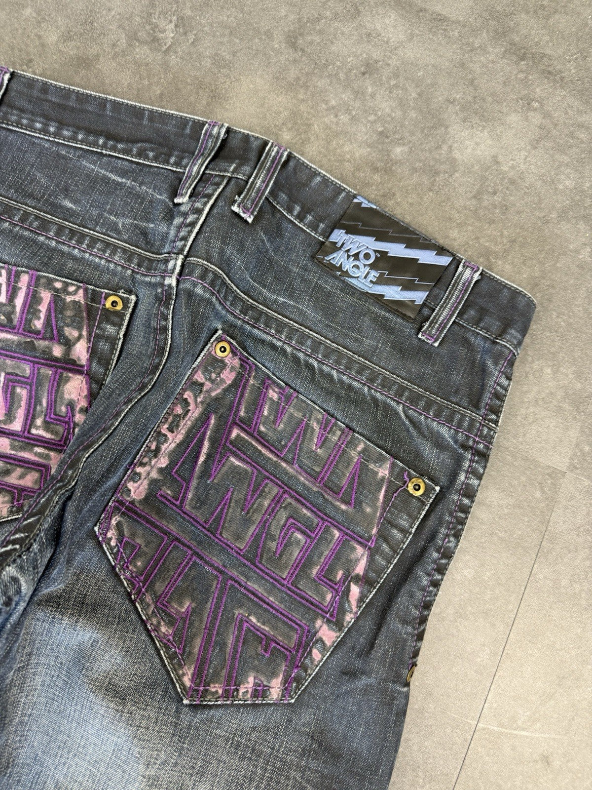 Two Angle 2000s Hip Hop Grunge Baggy Jeans 90s Y2K Vintage Skate Jeans 34W 33L