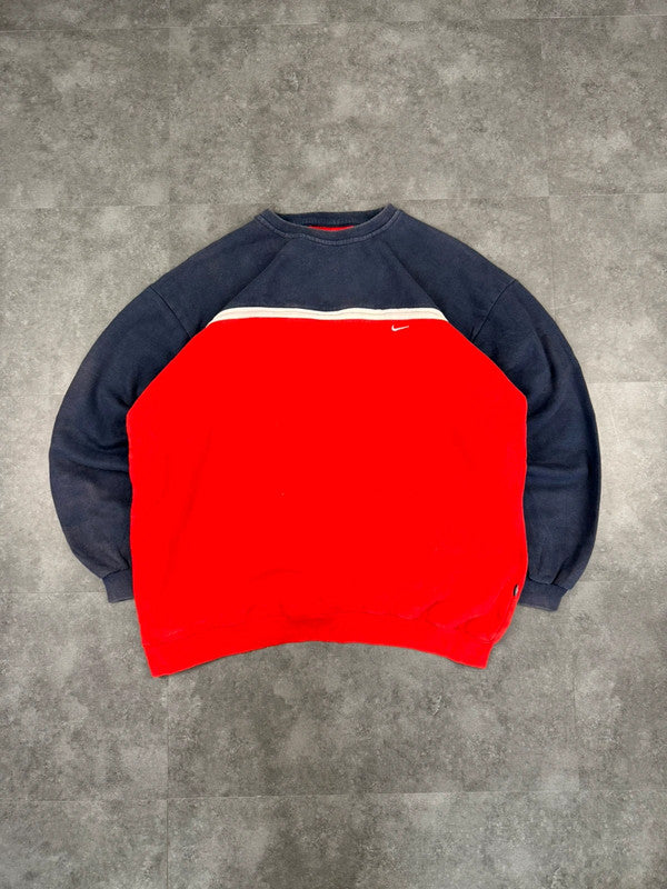 Nike Vintage 90s Sweatshirt Red/Navy Embroidered y2k style Mini Logo
