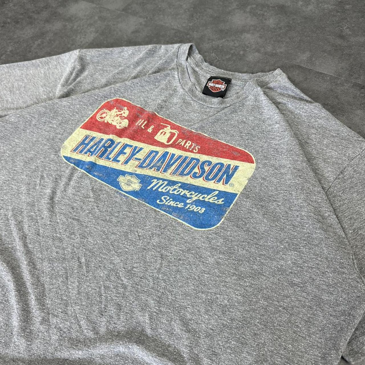 Harley Davidson 2000s biker motorcycle logo Spellout graphic T shirt