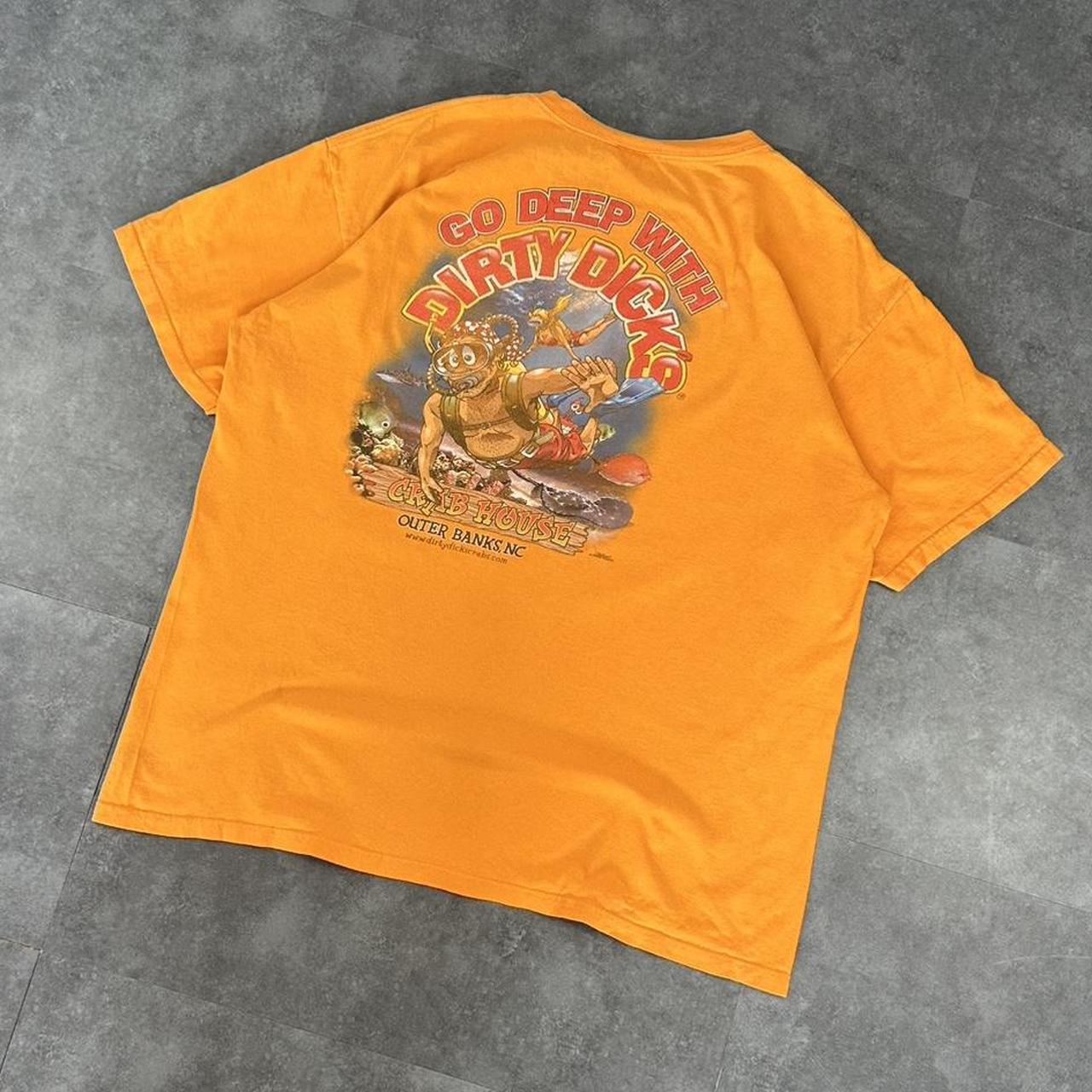 Anvil T 2000s Y2K logo print Dirty Dicks crab house logo