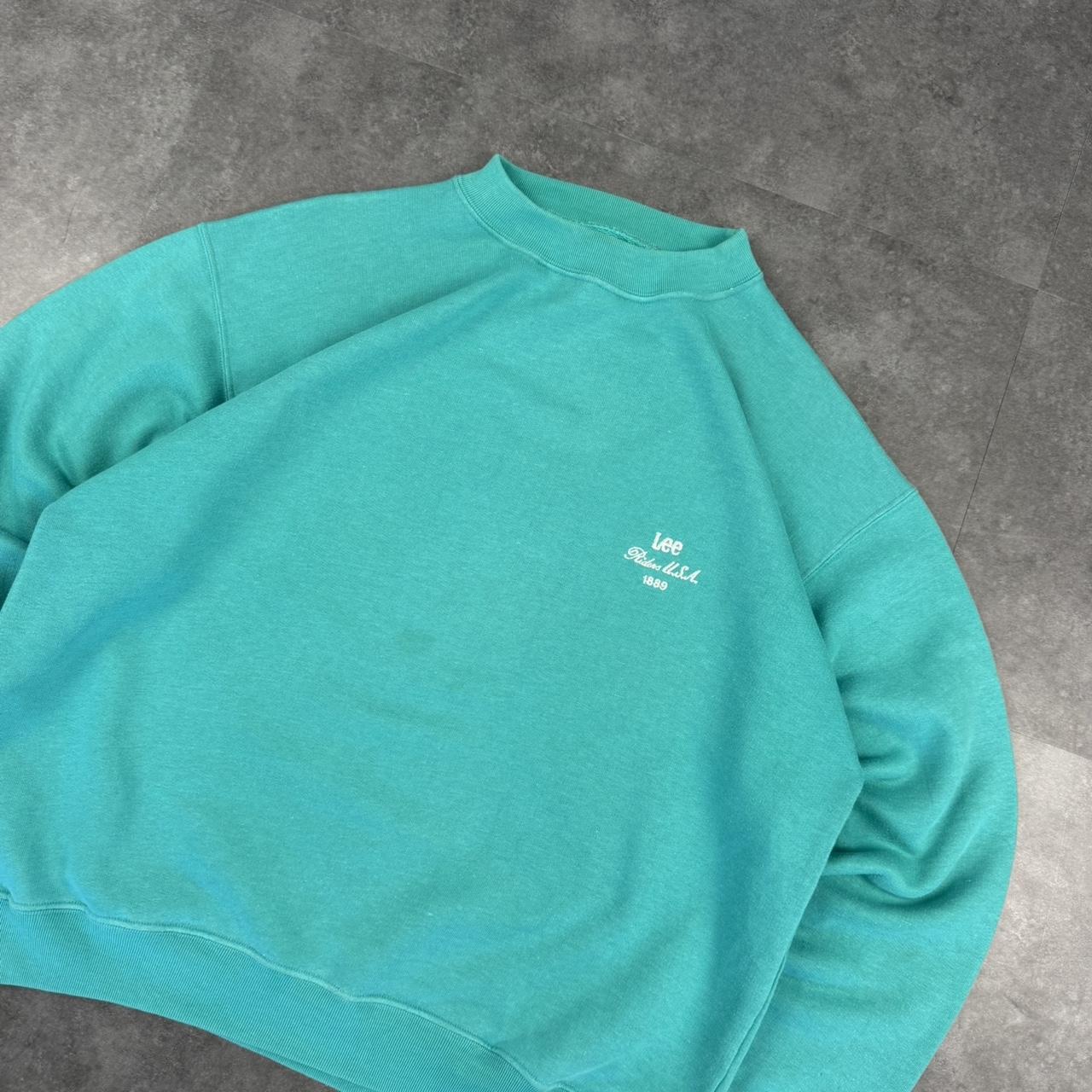 Vintage 2000s Lee Rider Turquoise Embroidered spellout Sweatshirt