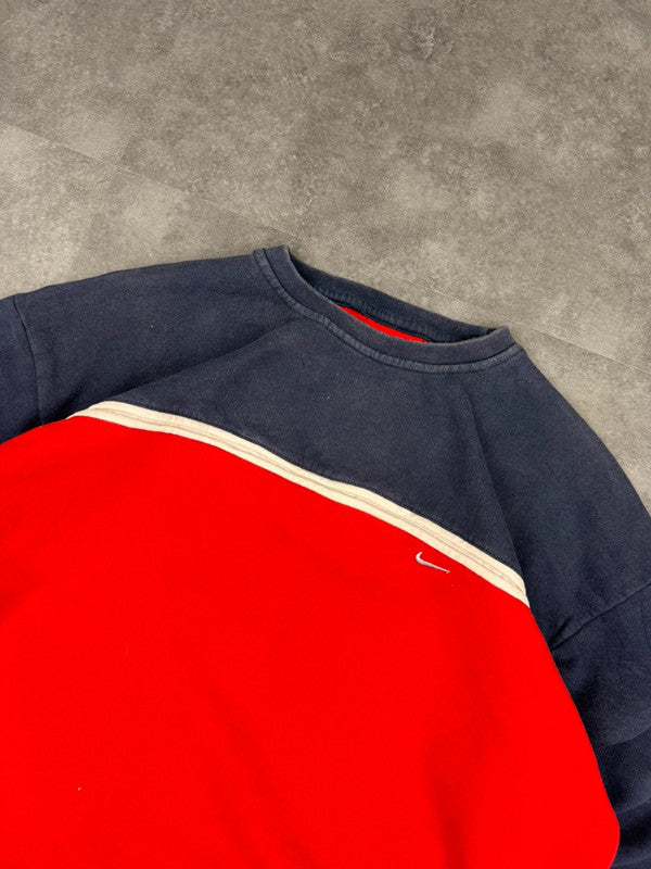 Nike Vintage 90s Sweatshirt Red/Navy Embroidered y2k style Mini Logo