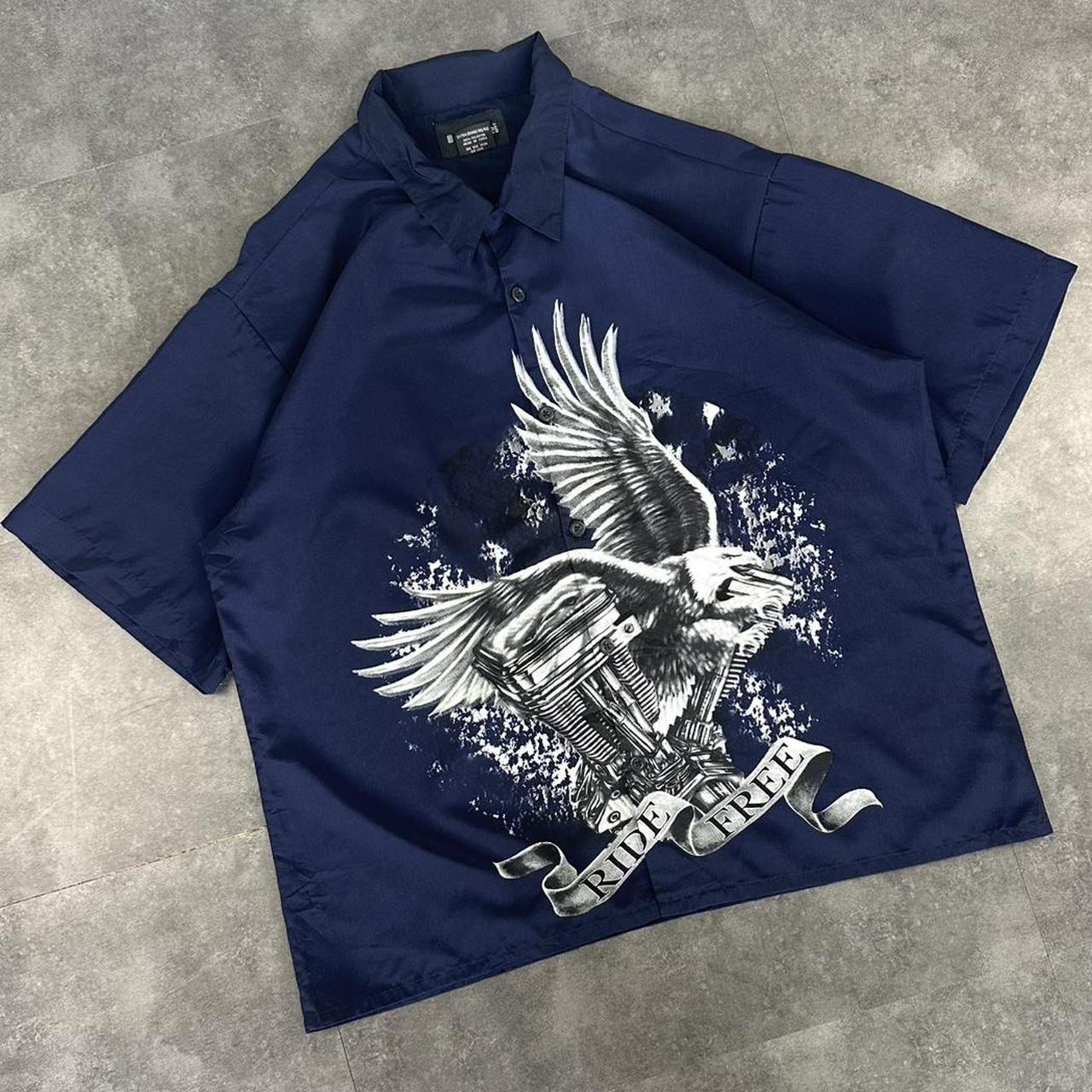No boundaries 2000s vintage 90s Y2K lightweight Summer racing button down bowling Shirt