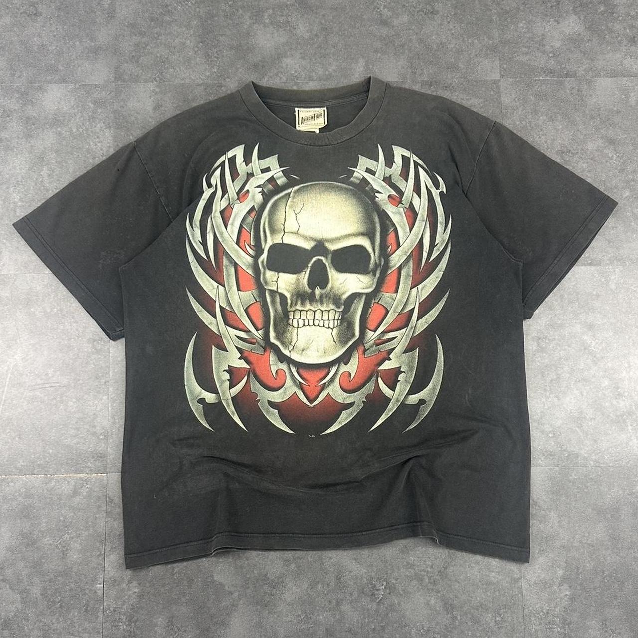 American Feeling 2000s Print graphic Tribal Skull logo T shirt