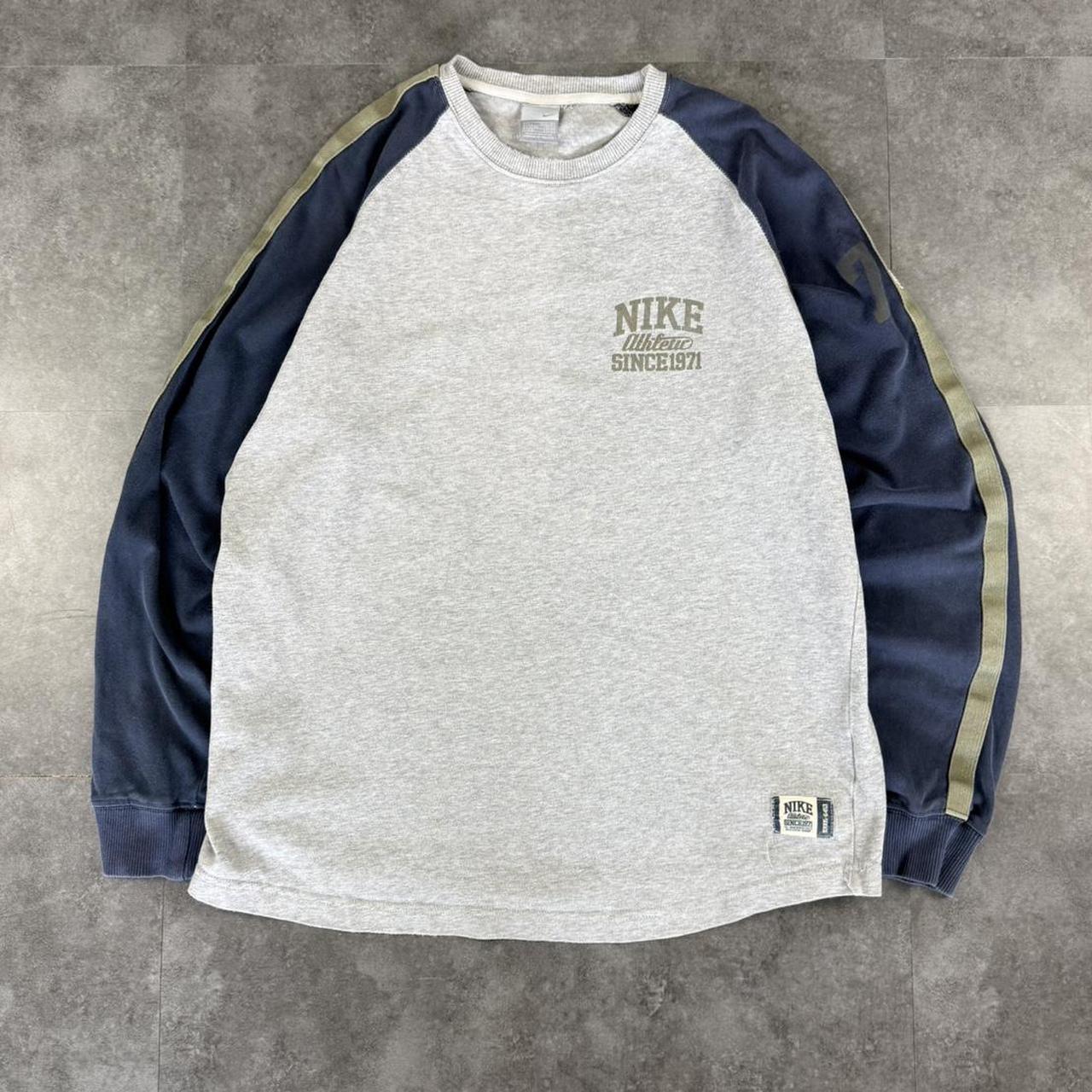 Nike vintage 2000s grey and navy sportswear print and embroidered sweatshirt